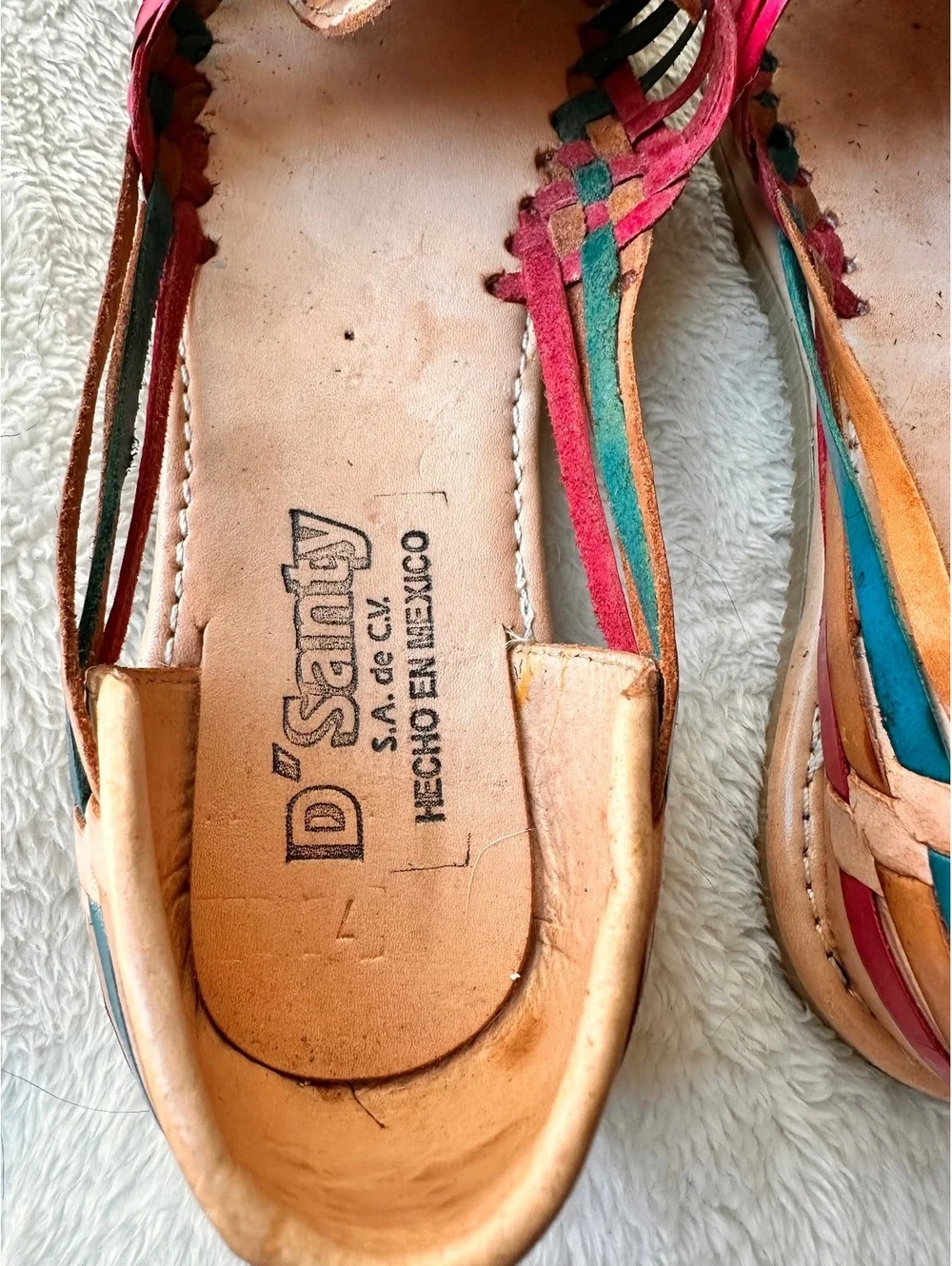 D’Sandy Mexican Leather Huarache Sandals – Multicolor Woven - size 10.5